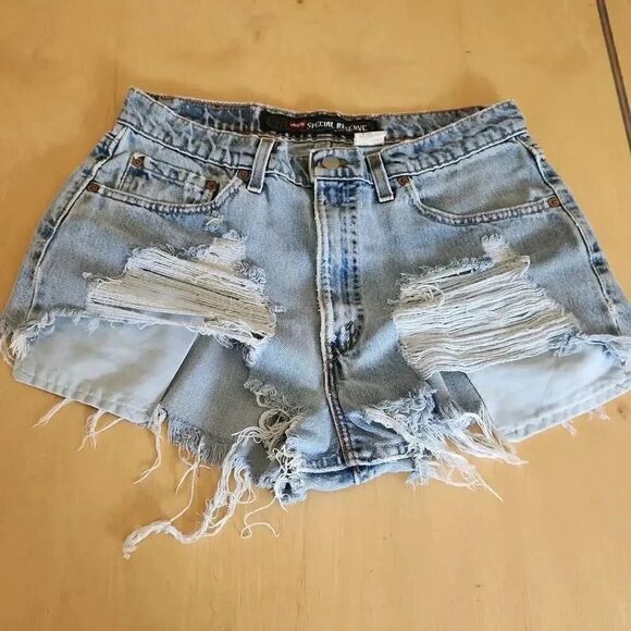 Levi's special reserve custom made unisex distressed denim shorts - Picture 1 of 2